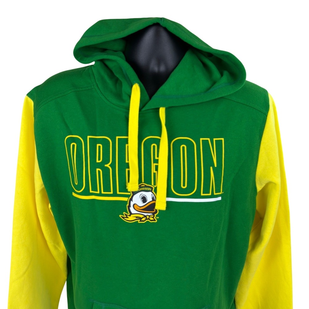 Logo Athletic Oregon Ducks Colorblock Graphic Hoodie Green Yellow Mens Large NWT